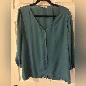 Daniel Rainn Emerald Green Button-Down Blouse Large